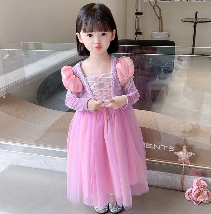 魔法公主長袖洋裝-紫色