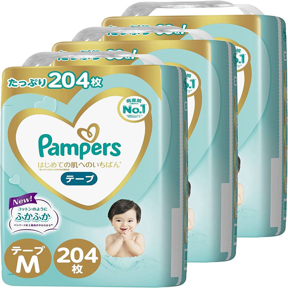 Pampers 幫寶適 - 【超值加量版】特級柔膚紙尿褲(黏貼型)-M (64+4片X3包)-平行輸入