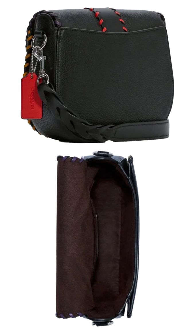 COACH - 皮革編織造型斜背包 (黑色)