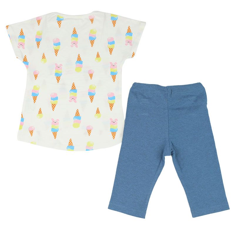 akachan honpo - 女短袖家居服CoCupa!! 背部為棉紗-冰淇淋兔-米白色