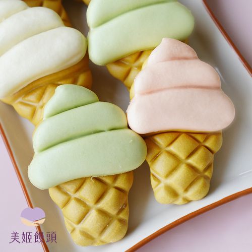 彩虹冰淇淋鮮乳造型饅頭 (一盒六入)-34g