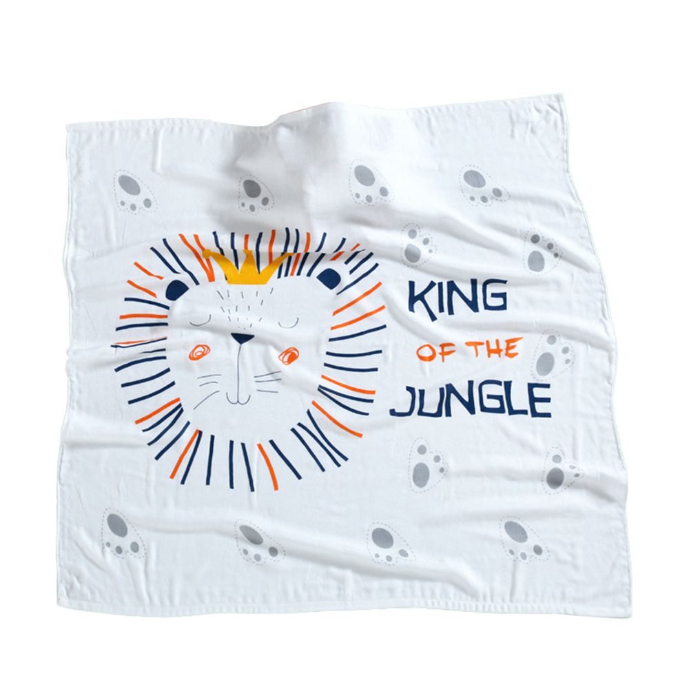 JoyNa - 竹纖維包巾 親膚透氣雙層紗布巾 嬰兒被子-小獅子 (110*110cm)