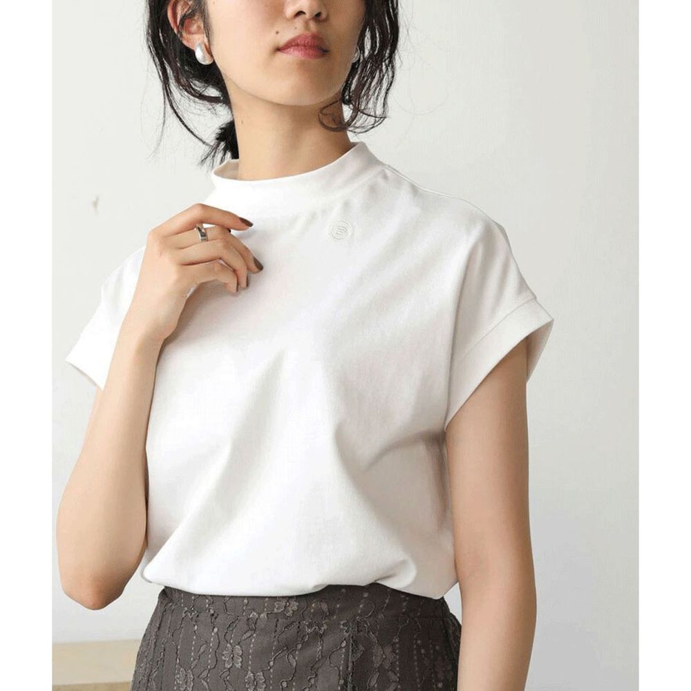 日本 Bou Jeloud - 美國棉修身顯瘦一分袖上衣-白