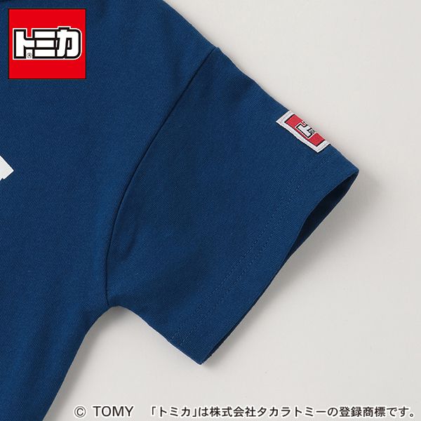 日本 petit main - TOMICA聯名 印花短袖上衣-警車-海軍藍
