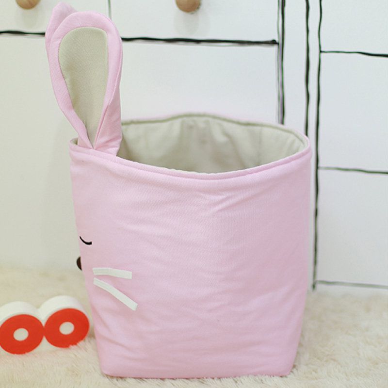 正韓Hello HiZoo - 純手工製動物造型多功能收納籃 (摺疊收納箱/收納桶/置物籃/收納箱)-兔子