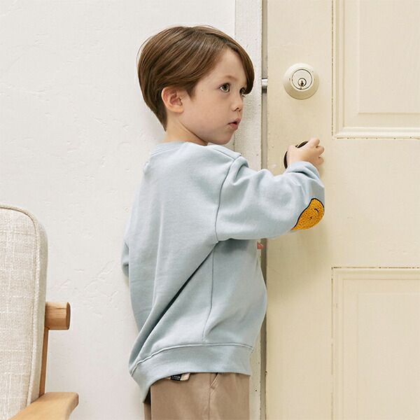 日本 b-ROOM - 療癒笑臉刺繡長袖上衣-深藍