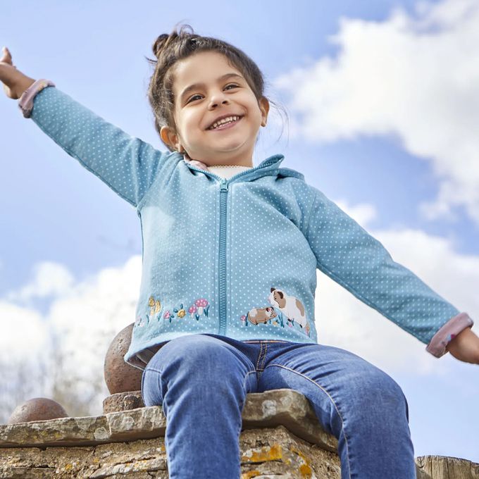 英國 JoJo Maman BeBe - 雙面穿100%純棉保暖連帽外套-天竺鼠