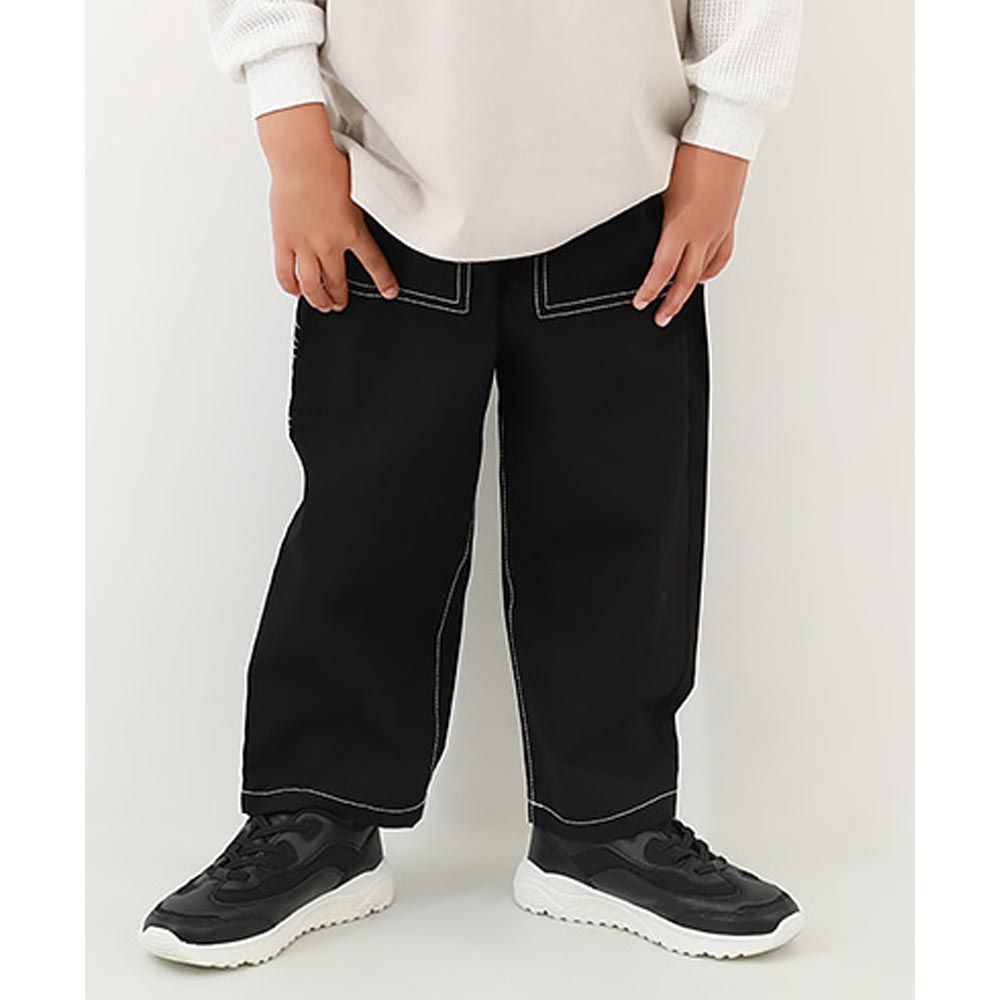 日本 devirock - 獨特縫線大口袋寬版畫家褲-黑
