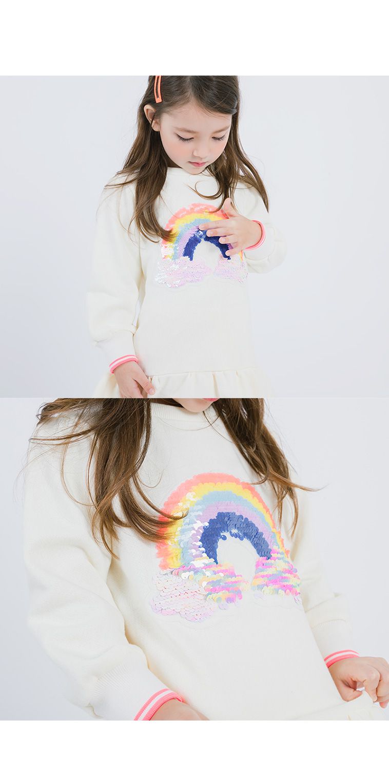 韓國 OZKIZ - 純棉閃亮變色長袖洋裝-彩虹