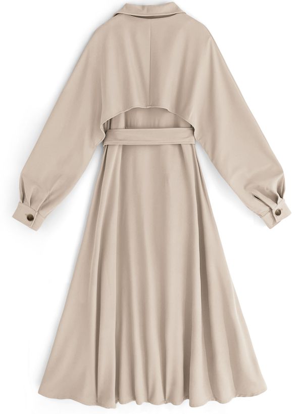 日本 GRL - 春日陽光綁帶長版風衣-卡其