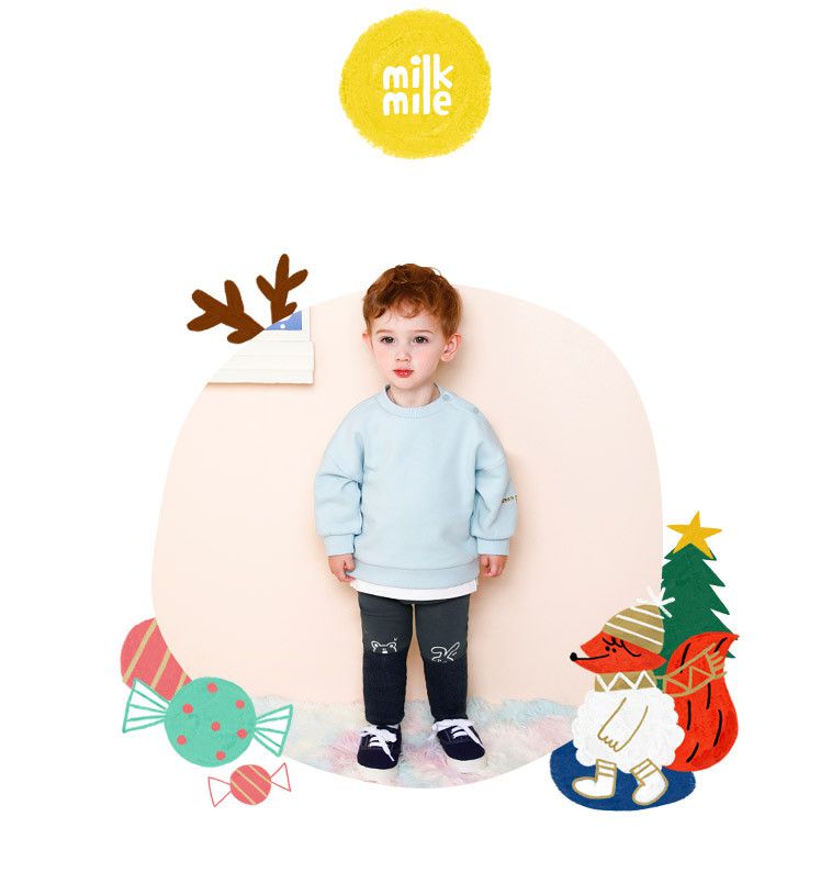 韓國 milk mile - (內刷毛)小兔小熊內搭褲-燕麥白