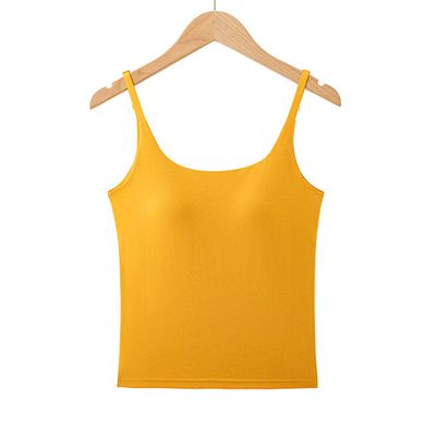 JS - 百搭U領BRA TOP/附罩杯上衣-黃色