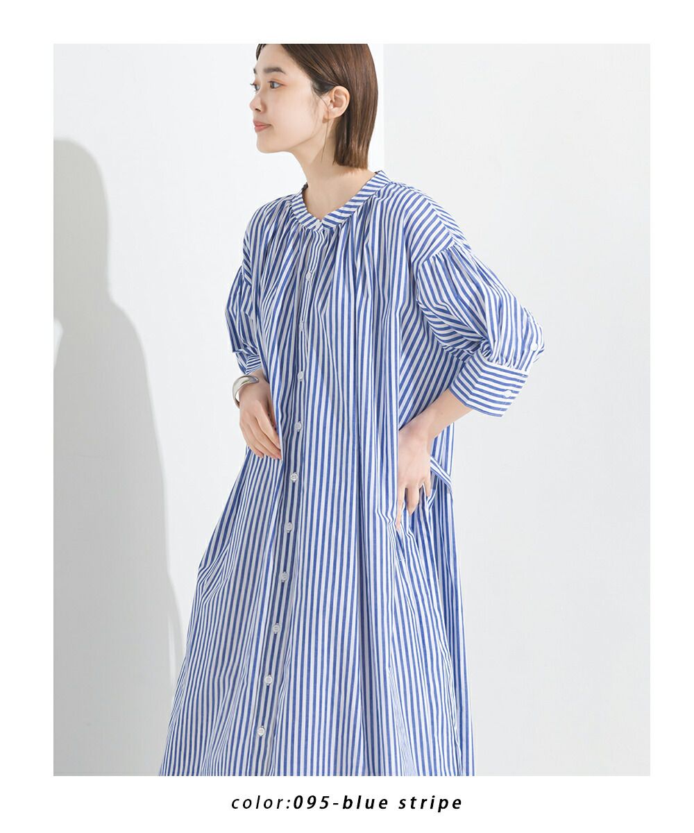 日本 OMNES - 文藝排扣綁帶氣球袖洋裝-可可