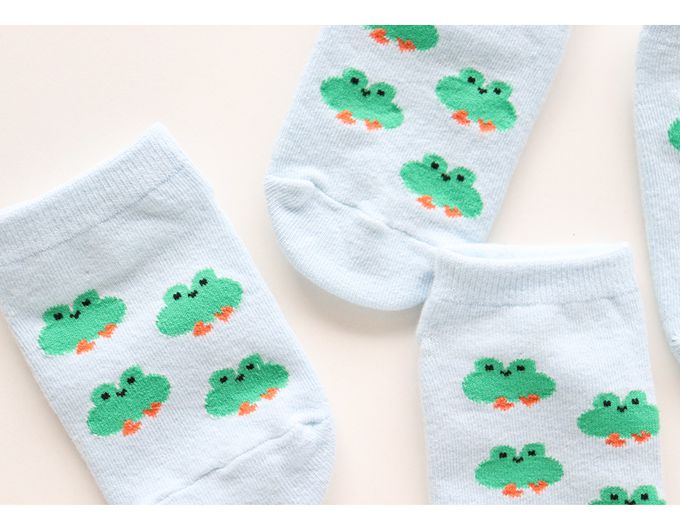 韓國 Kokacharm - 兒童短襪/襪子三入組-河邊樂園-藍X粉X黃綠