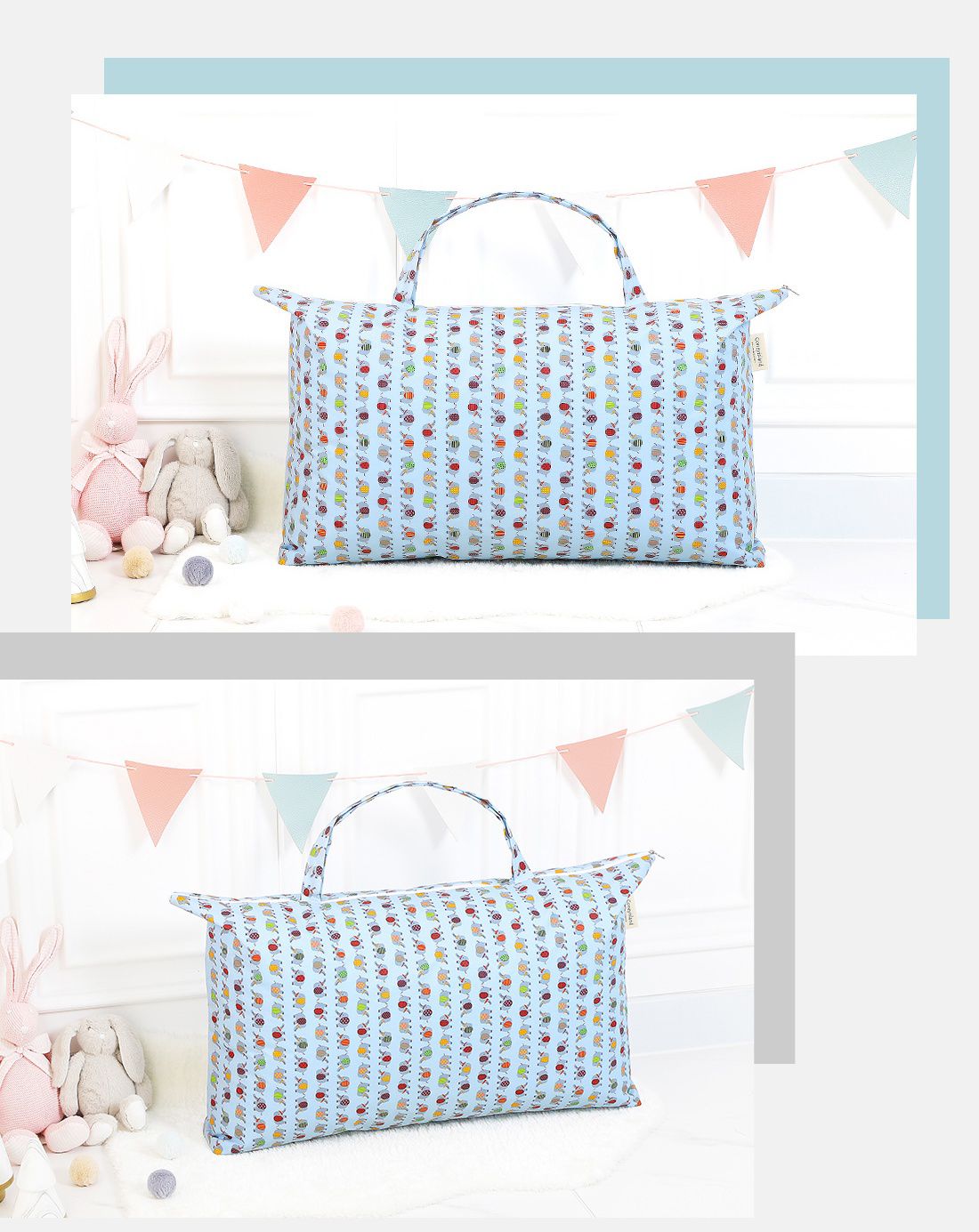 韓國 Coney Island - 雙面防水睡袋收納袋-藍色大象 (77.5X42.5cm)