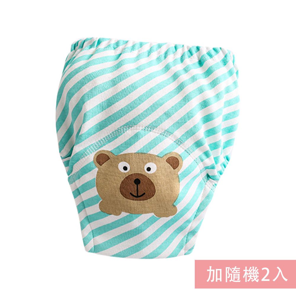 JoyNa - 純棉舒適四層紗3層學習褲-3件入-綠條小熊+隨機2入