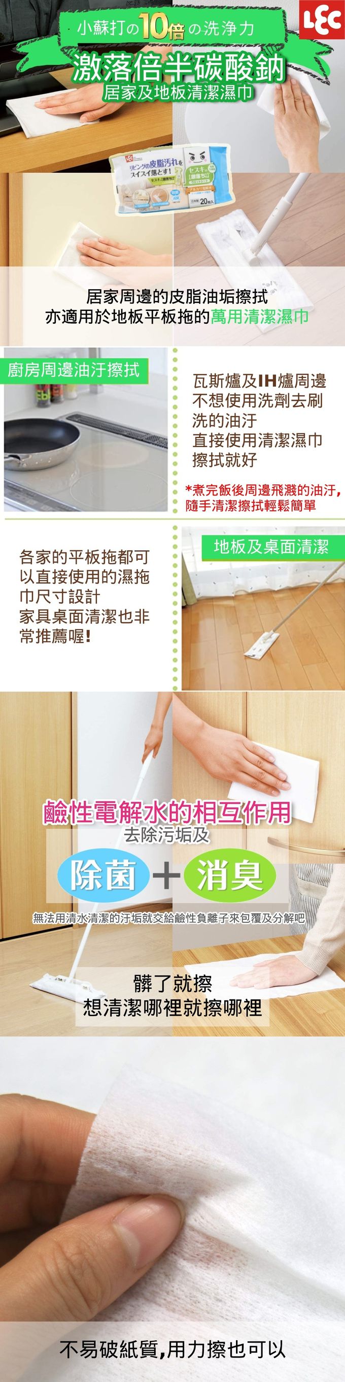 日本 LEC - 激落倍半碳酸鈉清潔濕拖巾20枚