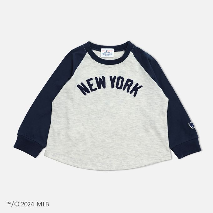 日本 Chil2 - MLB聯名 簡約風logo長袖上衣-NEW YORK-燕麥灰