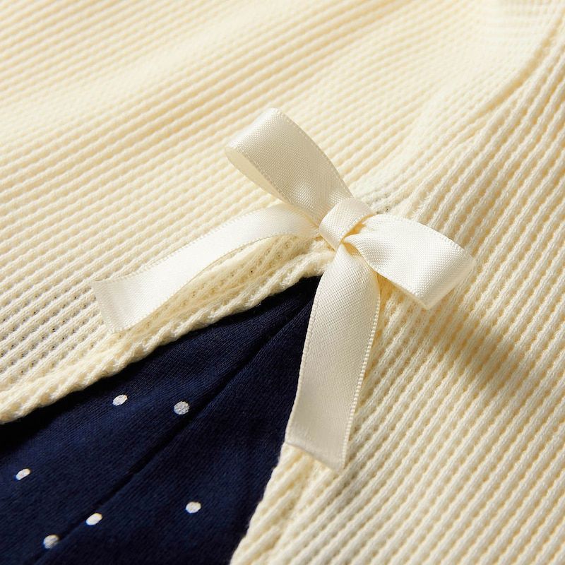 日本千趣會 - GITA 甜美華夫格假二件長袖上衣-象牙白x水玉