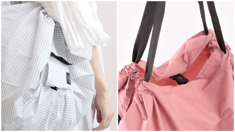 日本 MARNA - Shupatto 秒收摺疊購物袋(可掛購物籃)-五週年限定升級款-漣漪波點 (L(50x38cm))-耐重15kg / 40L