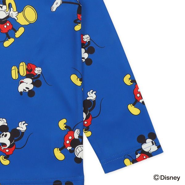 日本西松屋 - 迪士尼 圓領印花長袖上衣-復古米奇-深藍