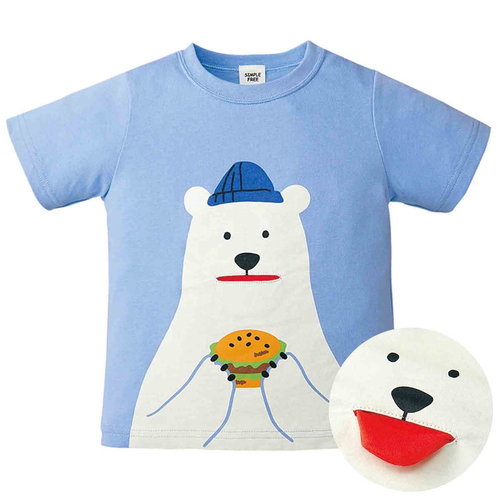 akachan honpo - 短袖小口袋T恤-北極熊-淺藍色
