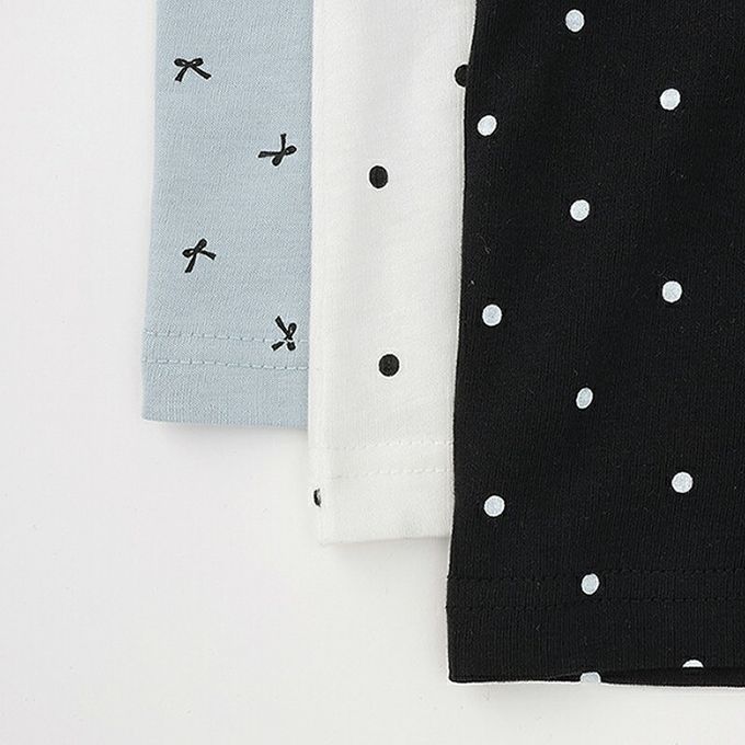 日本 Lycee mine - 100%棉 浪漫荷葉肩滿版印花長袖上衣-蝴蝶結-淺粉紅