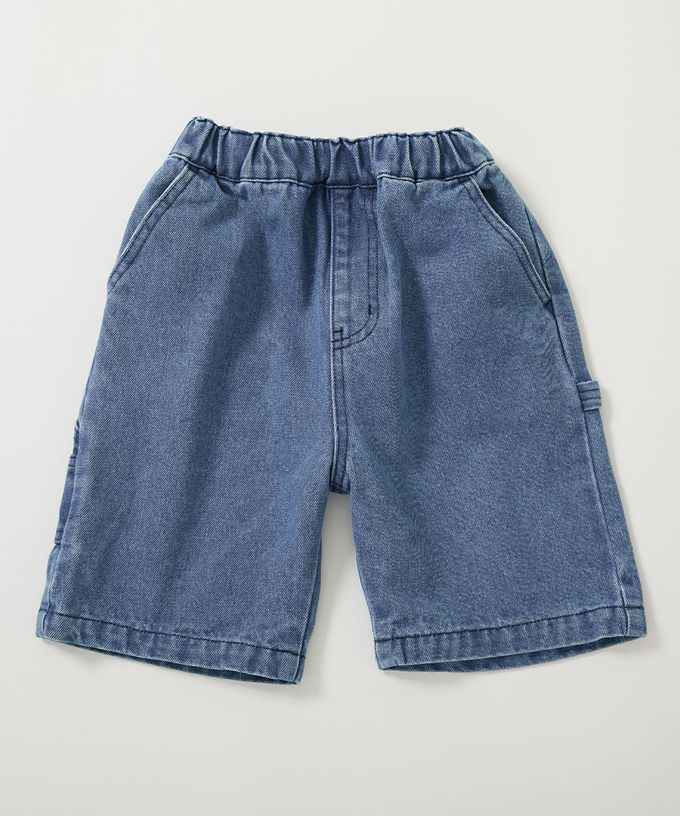 日本 devirock - 帥氣大口袋畫家風丹寧五分褲-黑