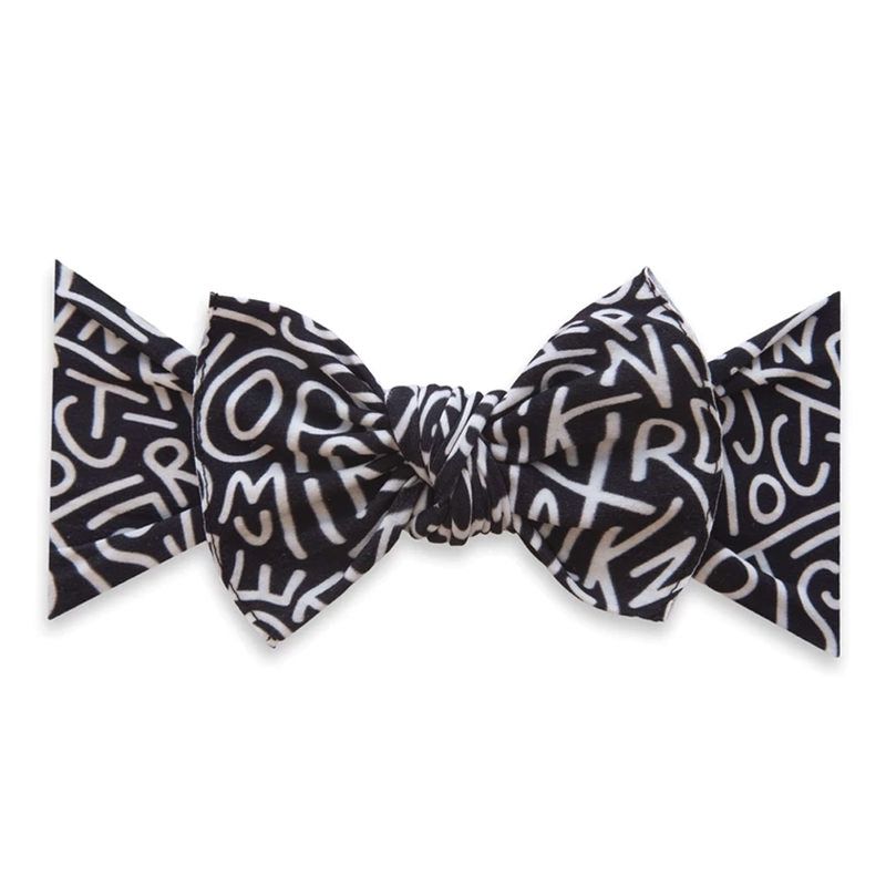 美國baby bling - 純手工超彈/極細緻輕柔/無束縛感蝴蝶結髮帶/髮飾_印花款-字母樂園 (0-5歲適用)