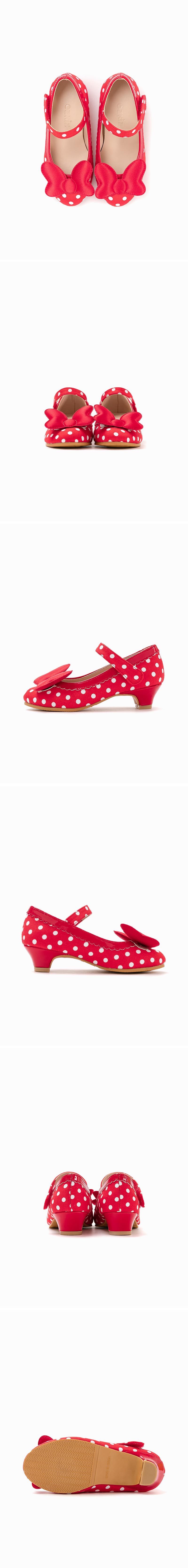 韓國 OZKIZ - 紅色點點低跟皮鞋