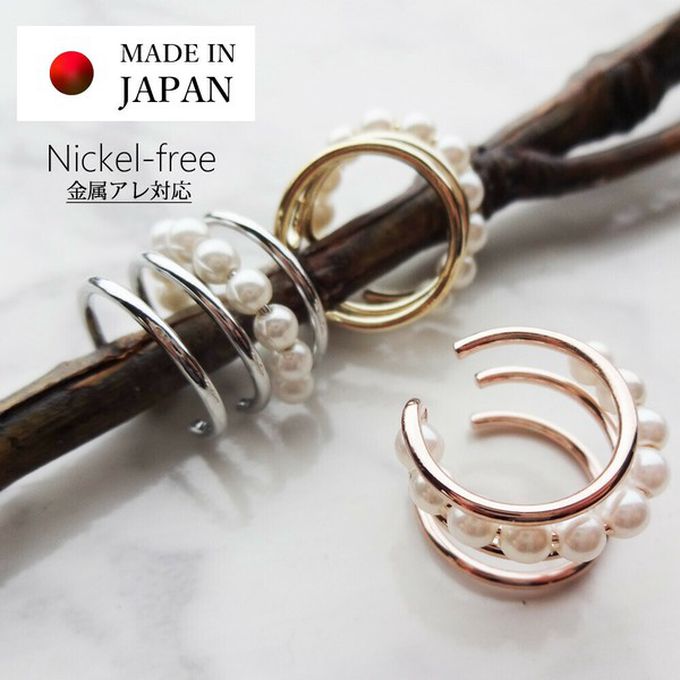 日本 Melody Accessory - 日本製 小巧珍珠線條耳骨夾-金