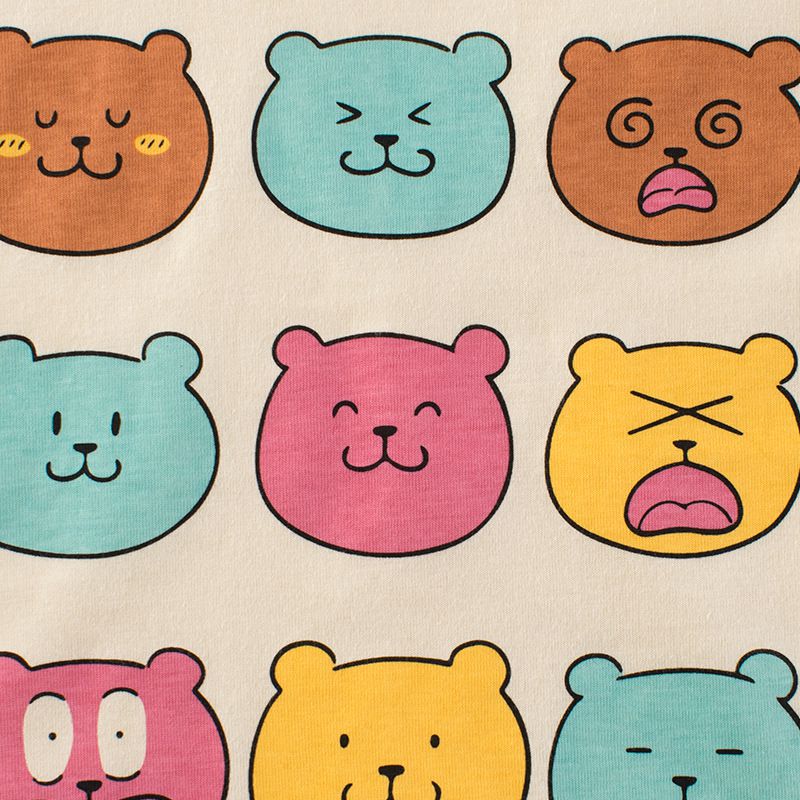 純棉短袖上衣-熊熊表情包-杏色