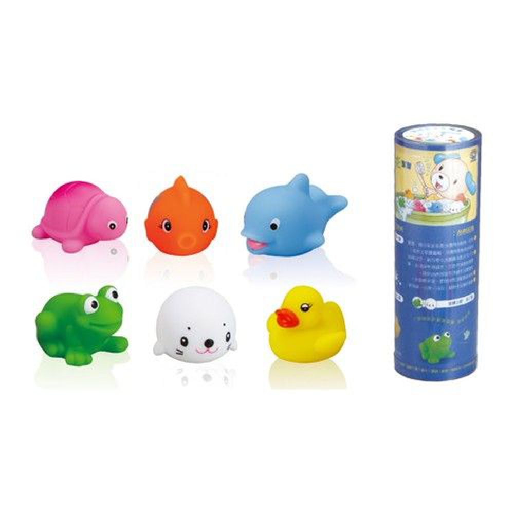 小牛津 - 寶寶洗澎澎玩具-內含可愛動物系列共6款-鯨魚、烏龜、小鴨、金魚、青蛙、海豹