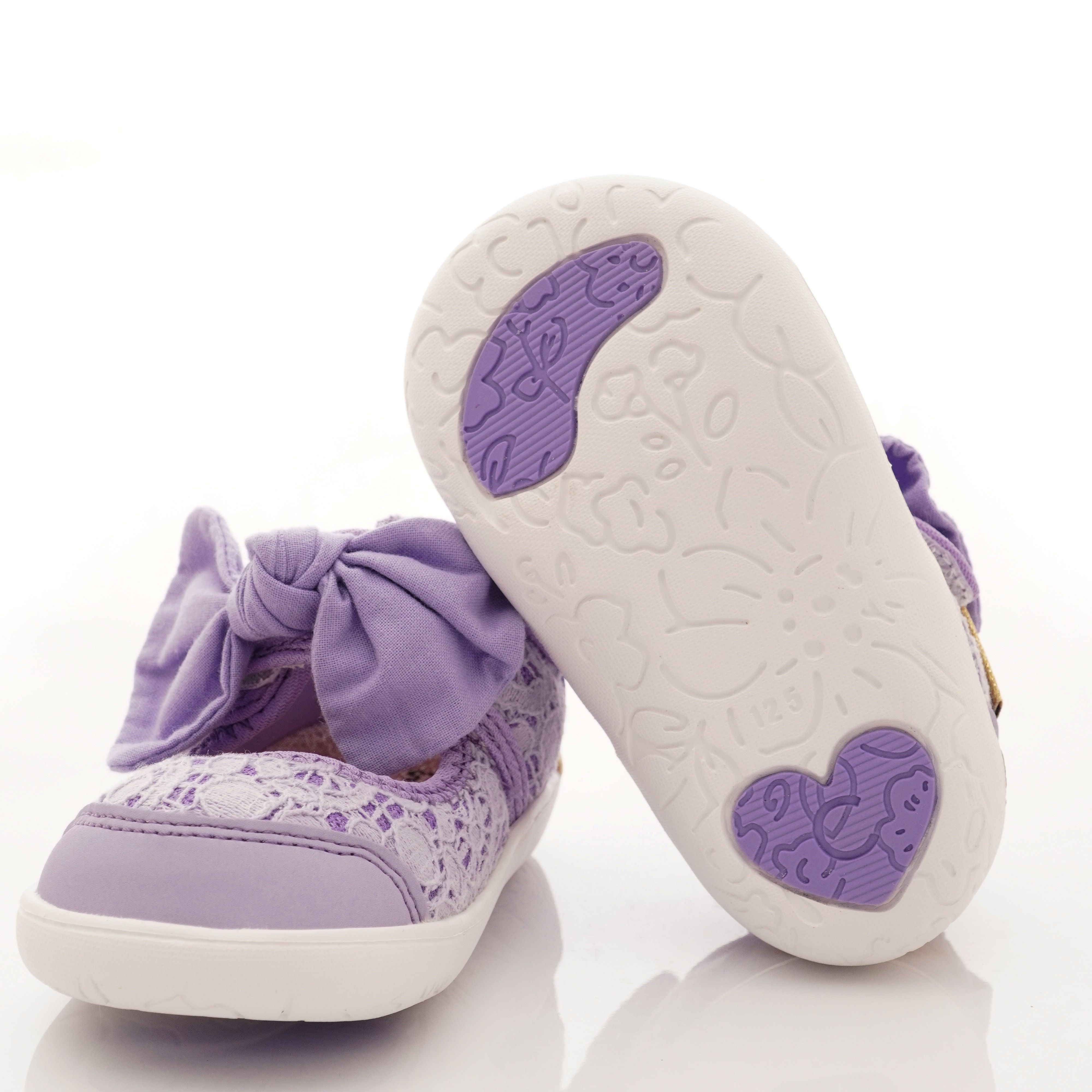 日本IFME - 機能童鞋-蕾絲蝴蝶結娃娃鞋(學步段)-紫