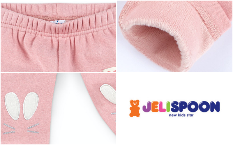 韓國 Jelispoon - (內刷毛)小兔子耳朵內搭褲-深藍