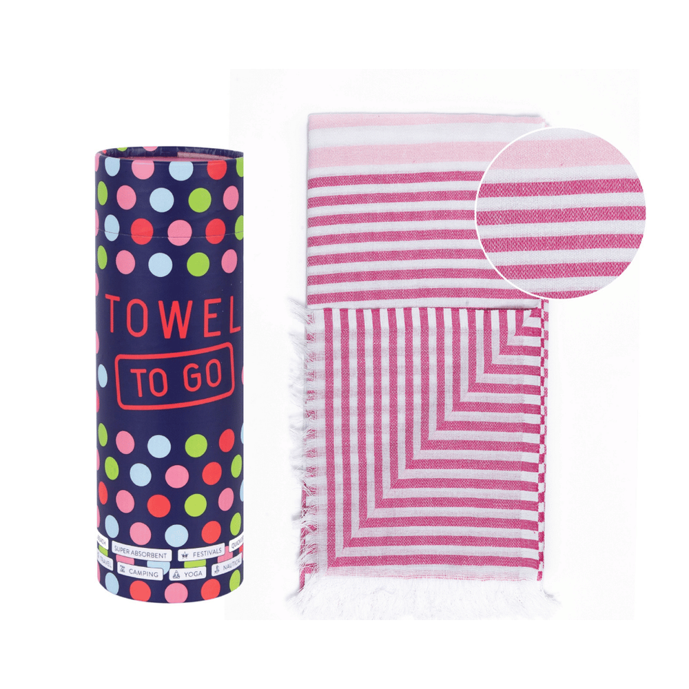 德國 Towel to go - 時尚輕薄浴巾-簡約條紋-粉紅條紋-500g