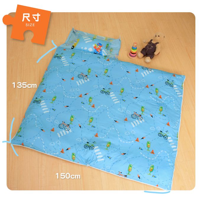 鴻宇 HongYew - 防螨抗菌100%美國棉鋪棉兩用兒童睡袋-旅行家-2022-藍