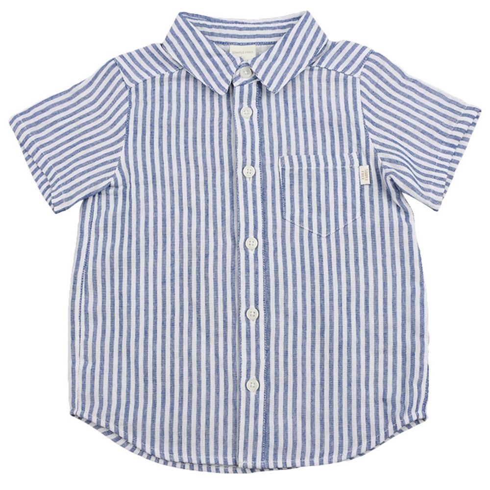 akachan honpo - 短袖襯衫-條紋-淺藍色