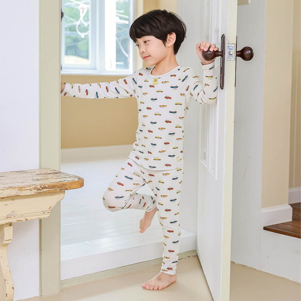 莫代爾親膚絲滑長袖家居服-手繪彩色車