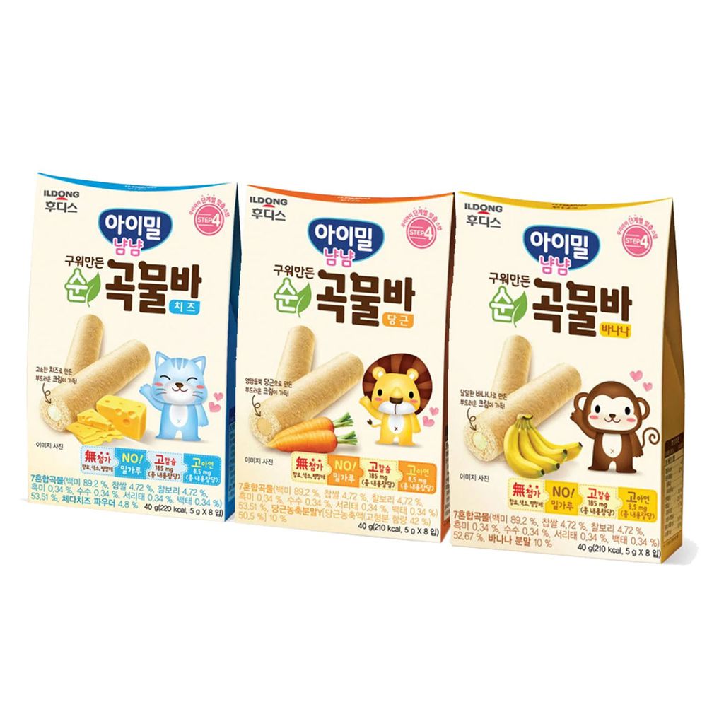 韓國Ildong Foodis日東 - 穀物小捲心3入組-香蕉*1+胡蘿蔔*1+起司*1