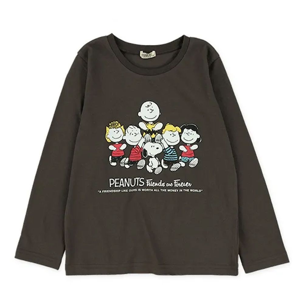 卡通人物史努比印花薄長袖上衣-深灰