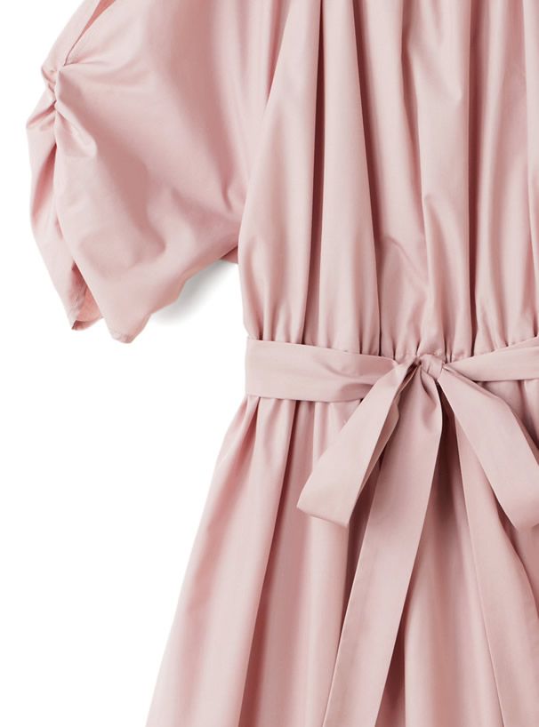 日本 GRL - 甜美蝴蝶結泡泡袖洋裝-冰河灰