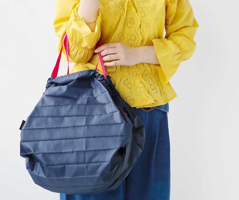 日本 MARNA - Shupatto 秒收摺疊購物袋-海軍藍 (M(30x35cm))-耐重5kg / 14.5L