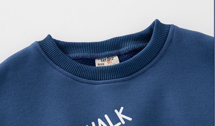 WELLKIDS - 加絨拼色圓領長袖上衣-動物散步-黃+綠