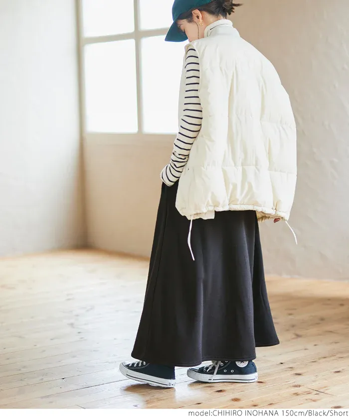 日本 COCA - 抗靜電/起球 裏起毛素面口袋長裙-黑