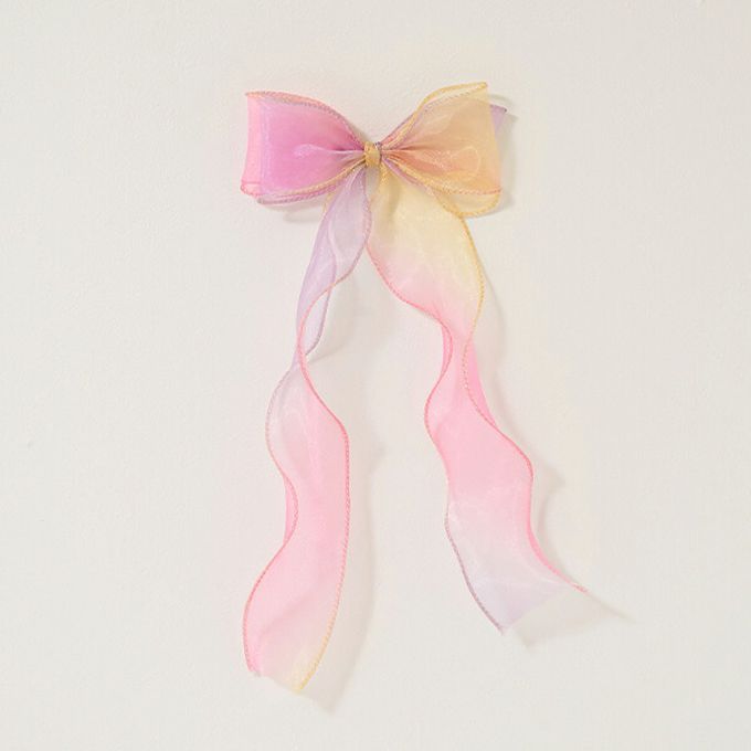 日本 Lycee mine - 夢幻極光緞帶髮夾-黃粉系