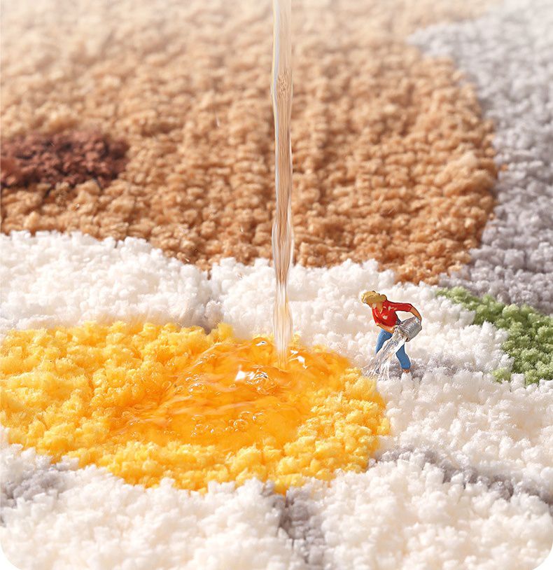 快速吸水植絨浴室腳踏墊-泡泡熊熊-灰色