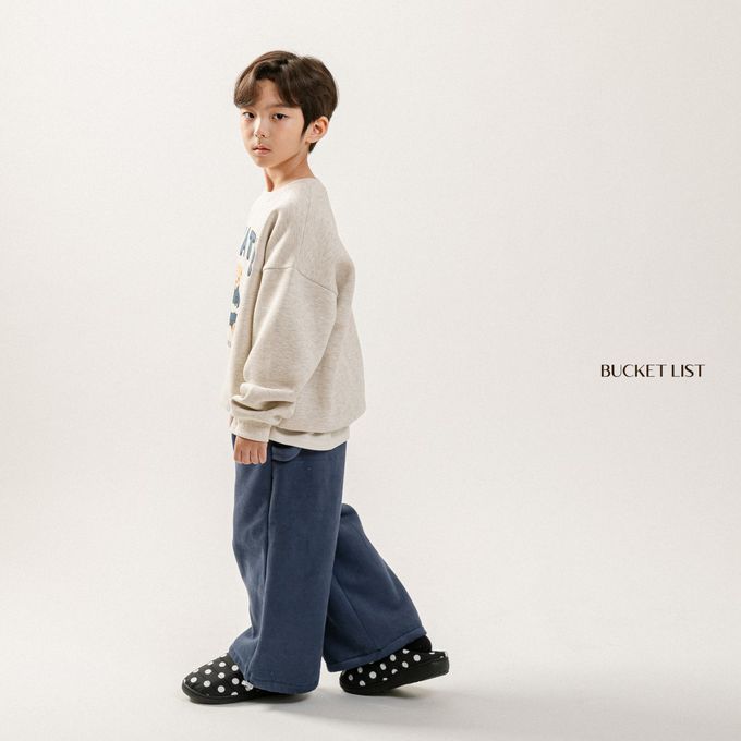 韓國 BUCKET LIST - (內磨毛)泰迪熊熊印長袖大學T-燕麥