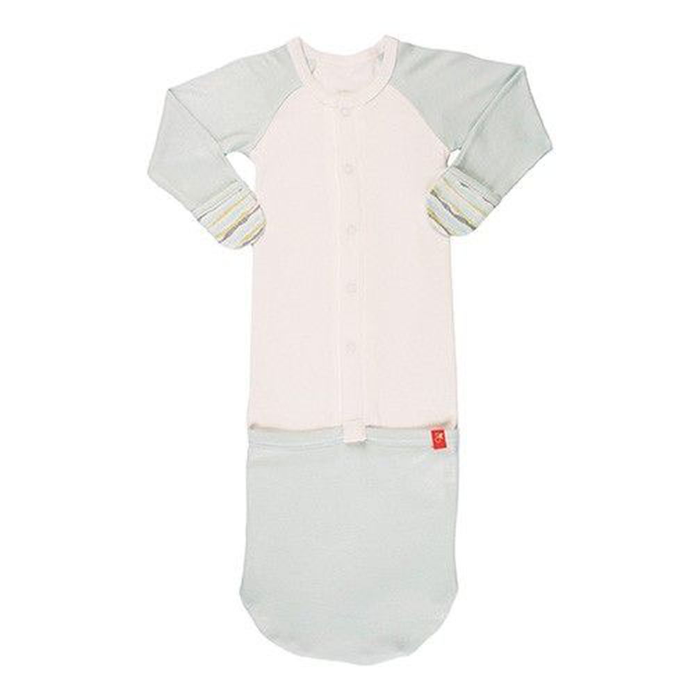 美國 GOUMIKIDS - 有機棉嬰兒睡袍-舞動波浪-水藍 (0-6m)