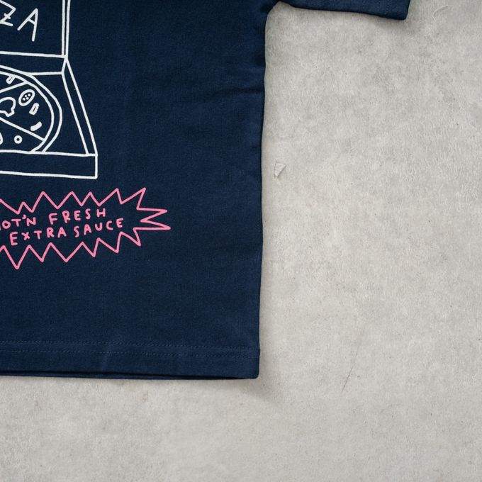 日本 petit main - 100%棉 塗鴉系食物印花短袖上衣-漢堡-白